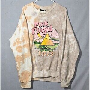Pink Floyd Sweatshirt Dark Side of the Moon 1973 Tie-Dye Crewneck Mens XL Gray
